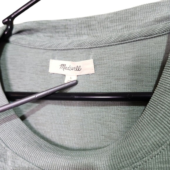 MADEWELL Womens Ribbed Green Eastover Pocket Tee Size Large - Picture 3 of 4